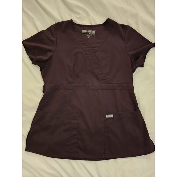 Grey's Anatomy Tops - Grey's Anatomy 2 Pocket Mock Wrap Scrub‎ Top 4153 Purple Size Medium ABC